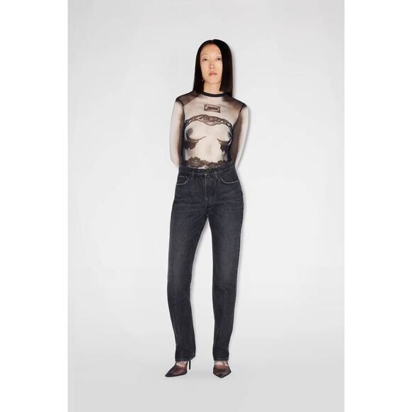 Jean Paul Gaultier Jean with Leather Pocket in Vintage Black 26 - Picture 2 of 4